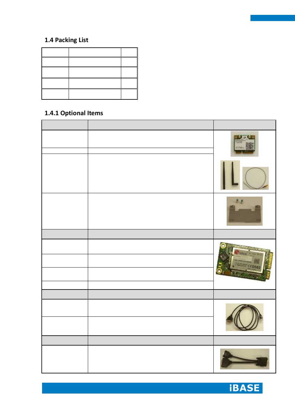 4 packing list, 1 optional items | IBASE SI-64 User Manual | Page 12 / 80