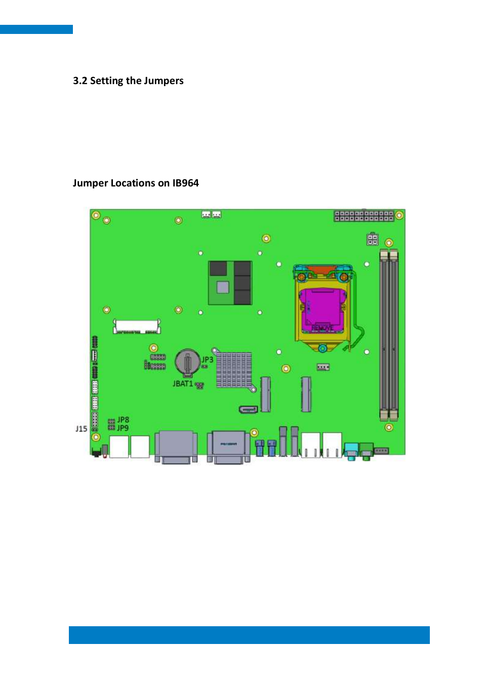 2 setting the jumpers, Jumper locations on ib964 | IBASE SI-64 User Manual | Page 21 / 80