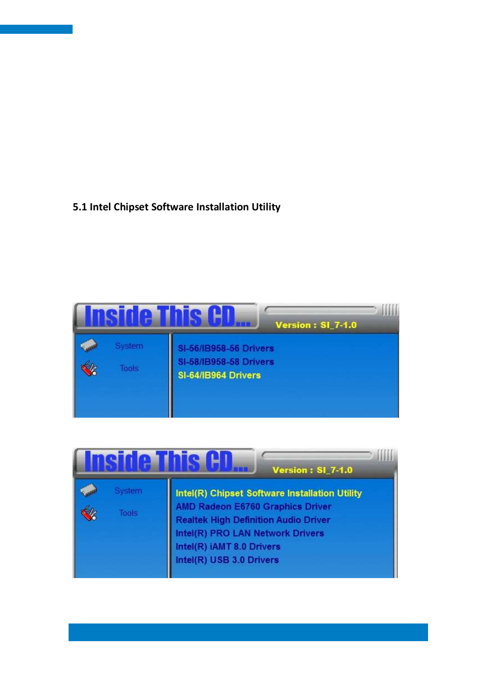 Chapter 5 drivers installation, 1 intel chipset software installation utility | IBASE SI-64 User Manual | Page 55 / 80