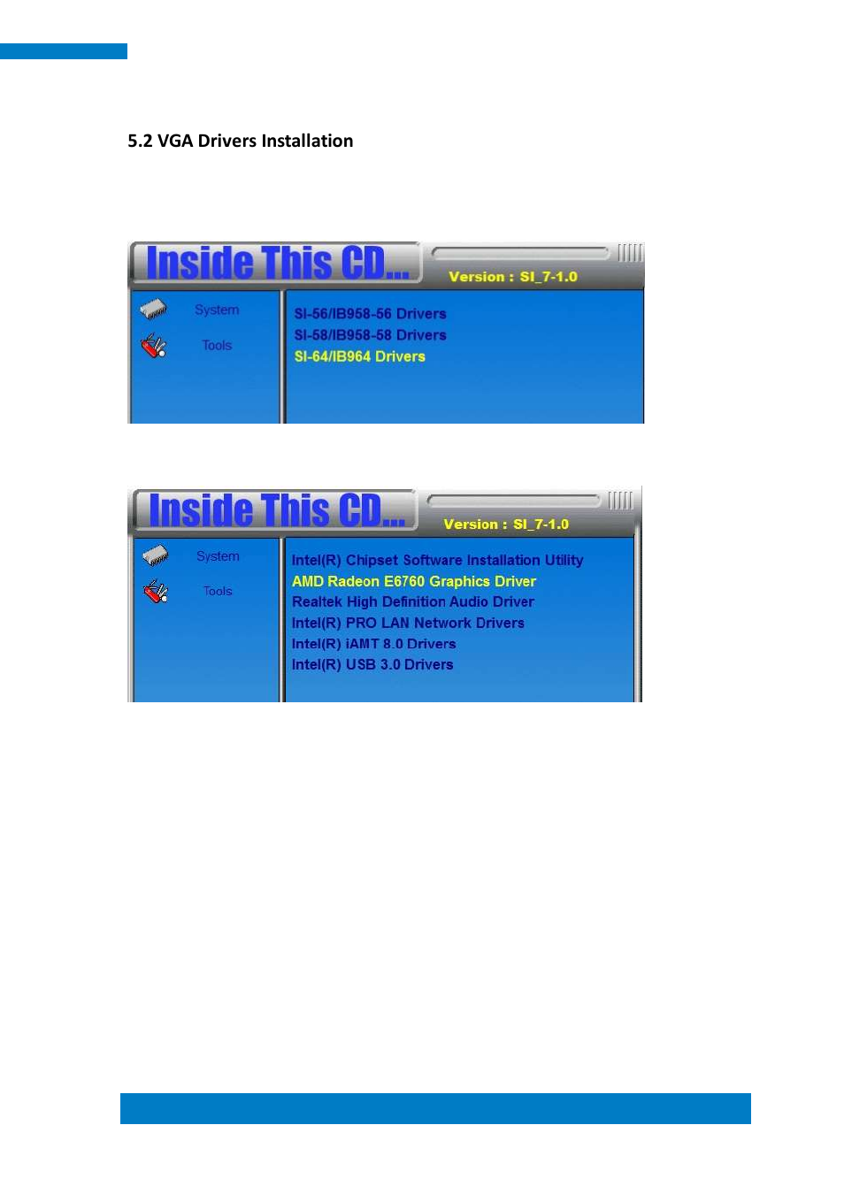 2 vga drivers installation | IBASE SI-64 User Manual | Page 59 / 80