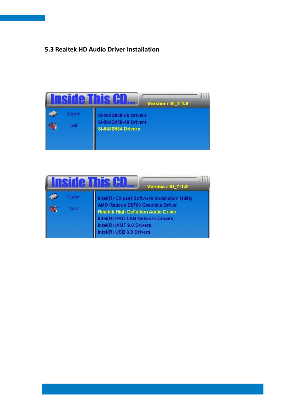 3 realtek hd audio driver installation | IBASE SI-64 User Manual | Page 63 / 80