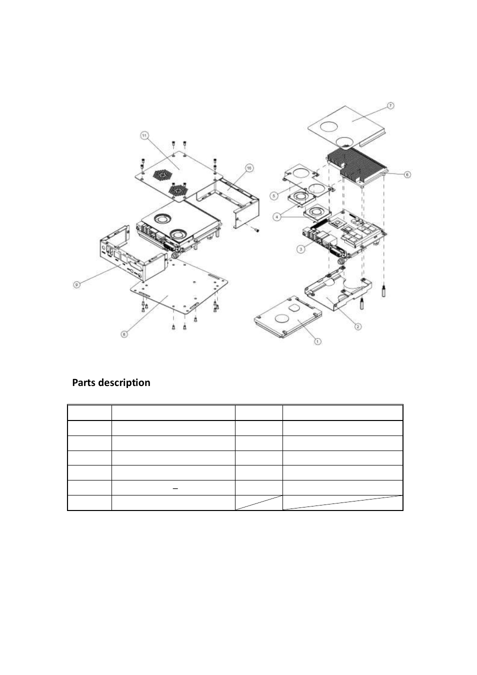 Exploded view of the si-18 assembly, Parts description | IBASE SI-18 User Manual | Page 14 / 51