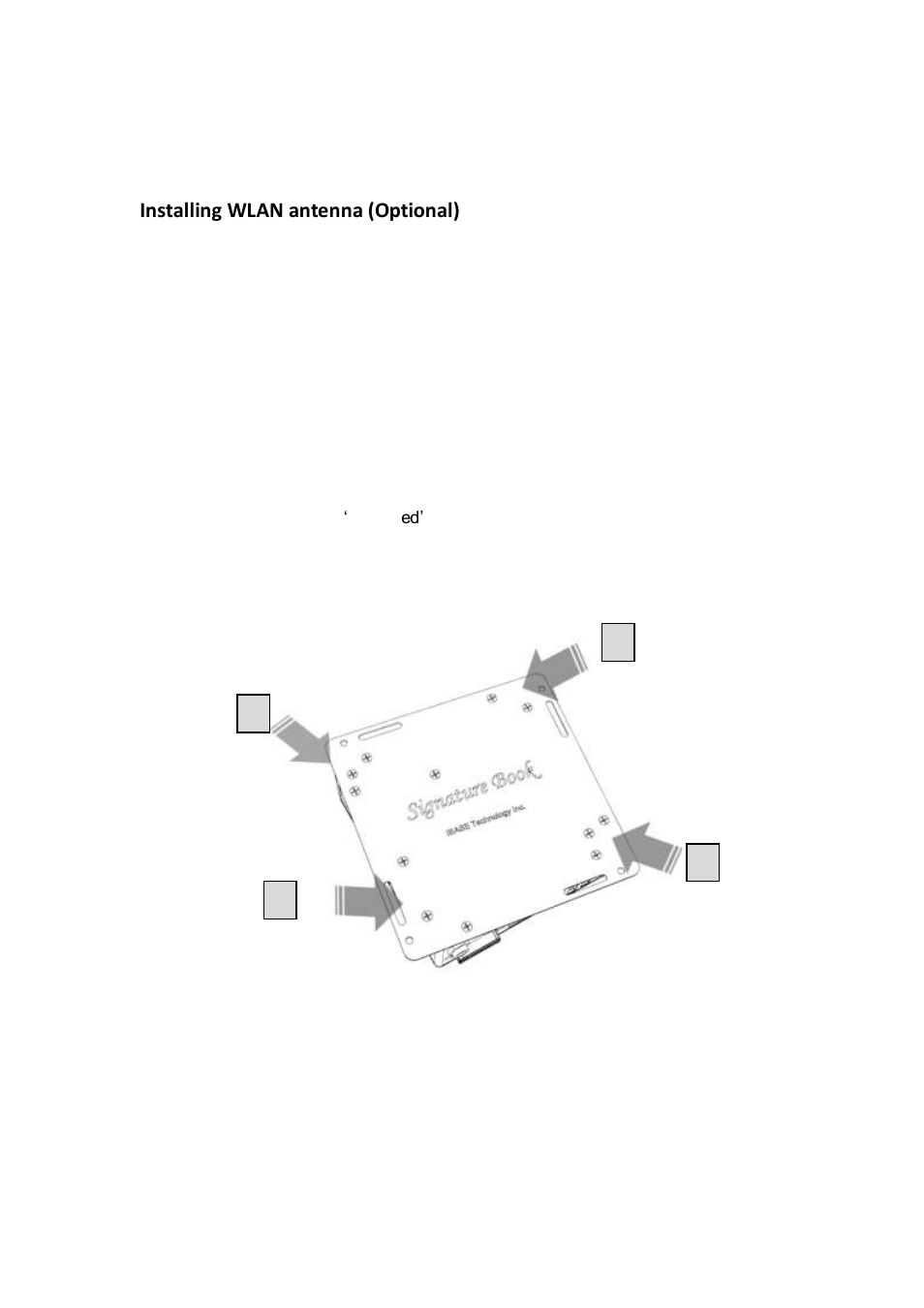 Installation, Installing wlan antenna (optional) | IBASE SI-18 User Manual | Page 15 / 51