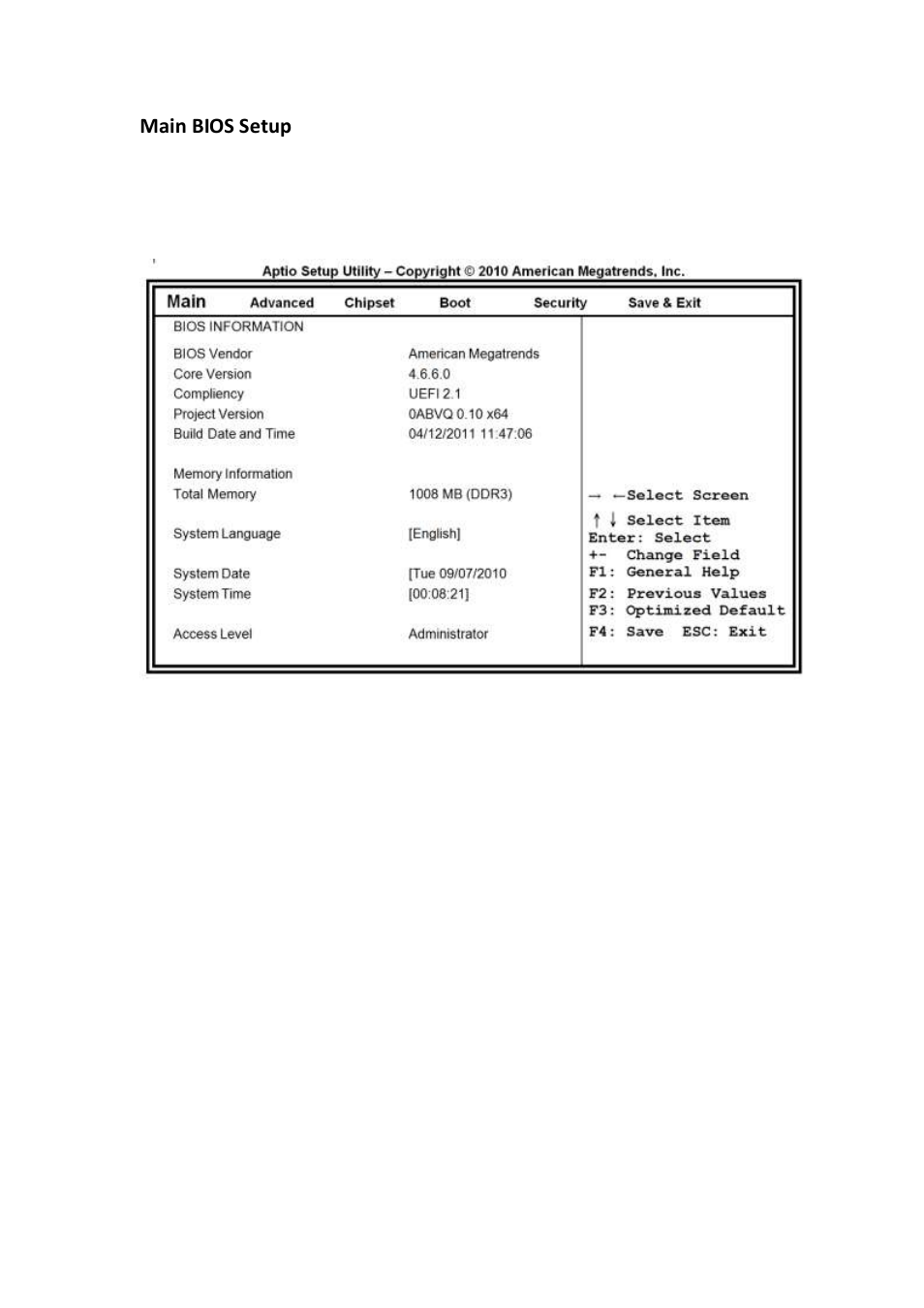 Main bios setup | IBASE SI-18 User Manual | Page 23 / 51