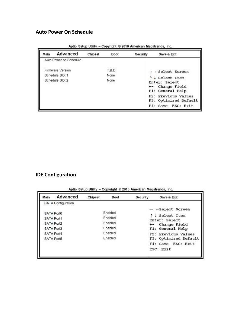 Auto power on schedule, Ide configuration | IBASE SI-18 User Manual | Page 29 / 51