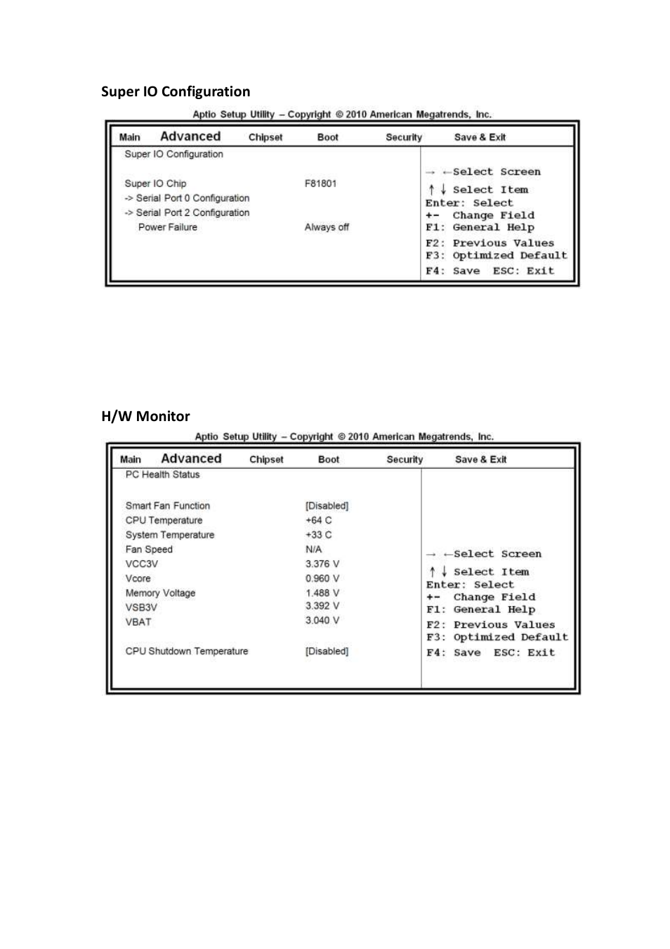 Super io configuration, H/w monitor | IBASE SI-18 User Manual | Page 31 / 51