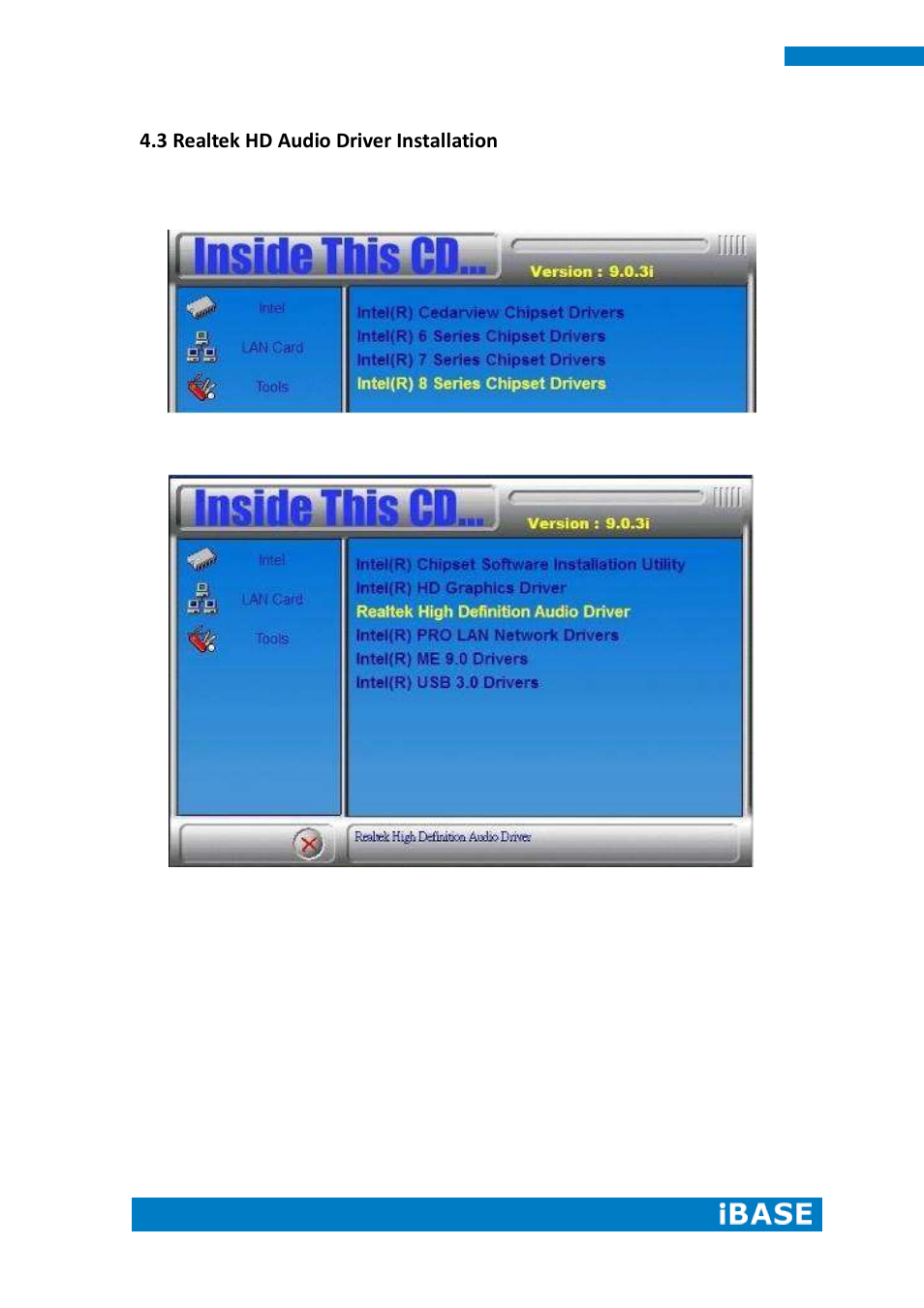 3 realtek hd audio driver installation | IBASE SI-83 User Manual | Page 58 / 78