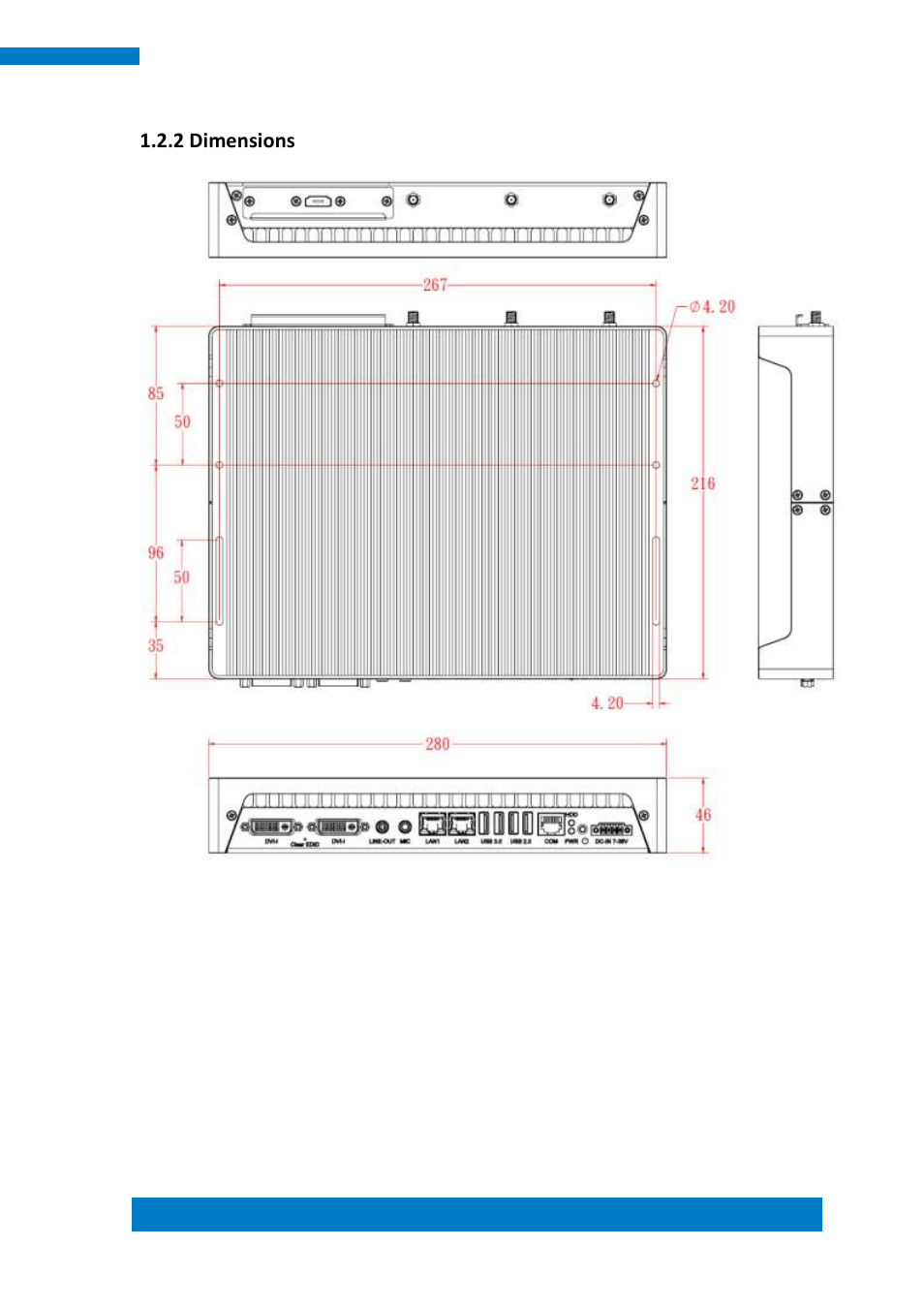 2 dimensions | IBASE SE-92 User Manual | Page 11 / 63