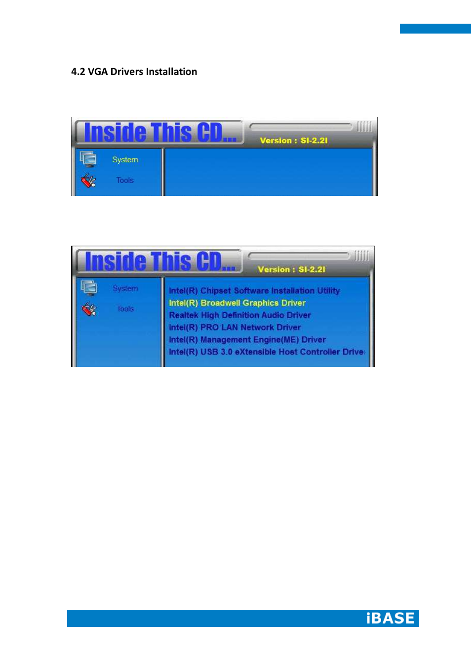 2 vga drivers installation | IBASE SE-92 User Manual | Page 44 / 63