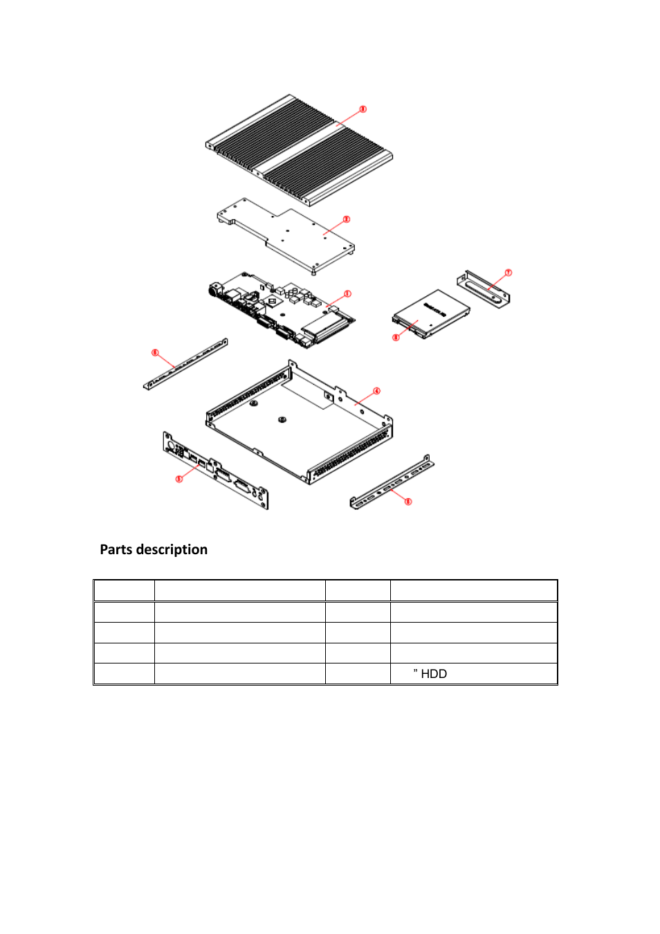 Installation, Parts description | IBASE SI-38N User Manual | Page 12 / 53