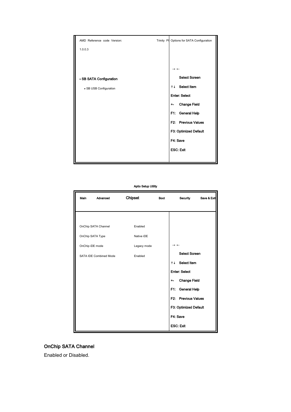 Onchip sata channel enabled or disabled | IBASE SI-38N User Manual | Page 31 / 53