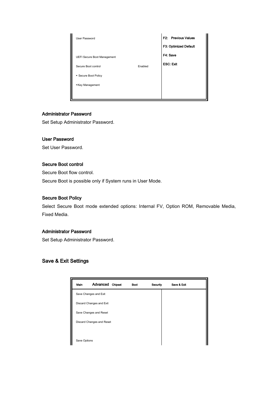 Save & exit settings, User password set user password | IBASE SI-38N User Manual | Page 38 / 53