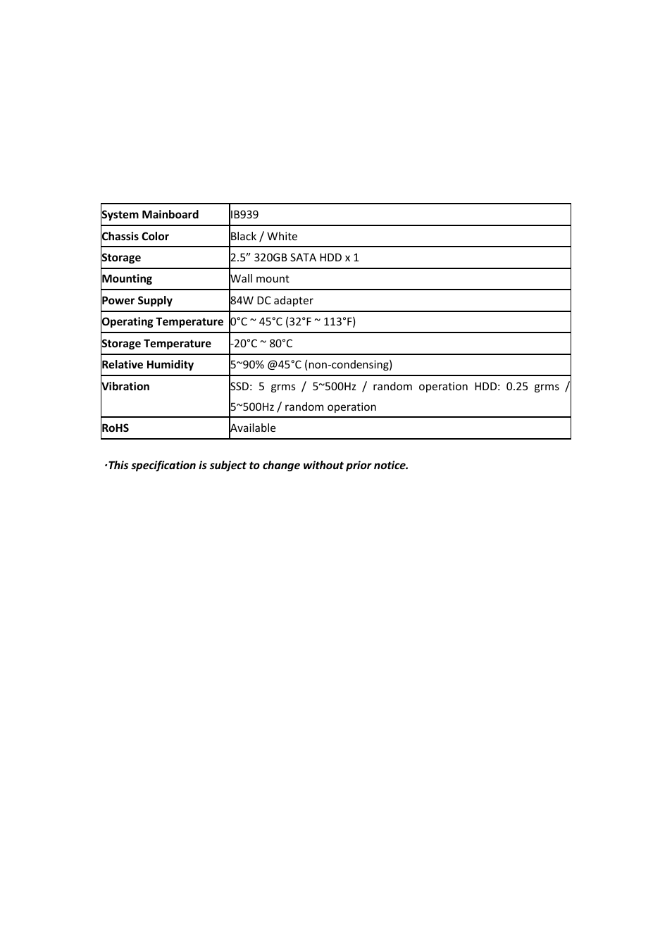 Specification, Mounting si-38n to the wall | IBASE SI-38N User Manual | Page 9 / 53