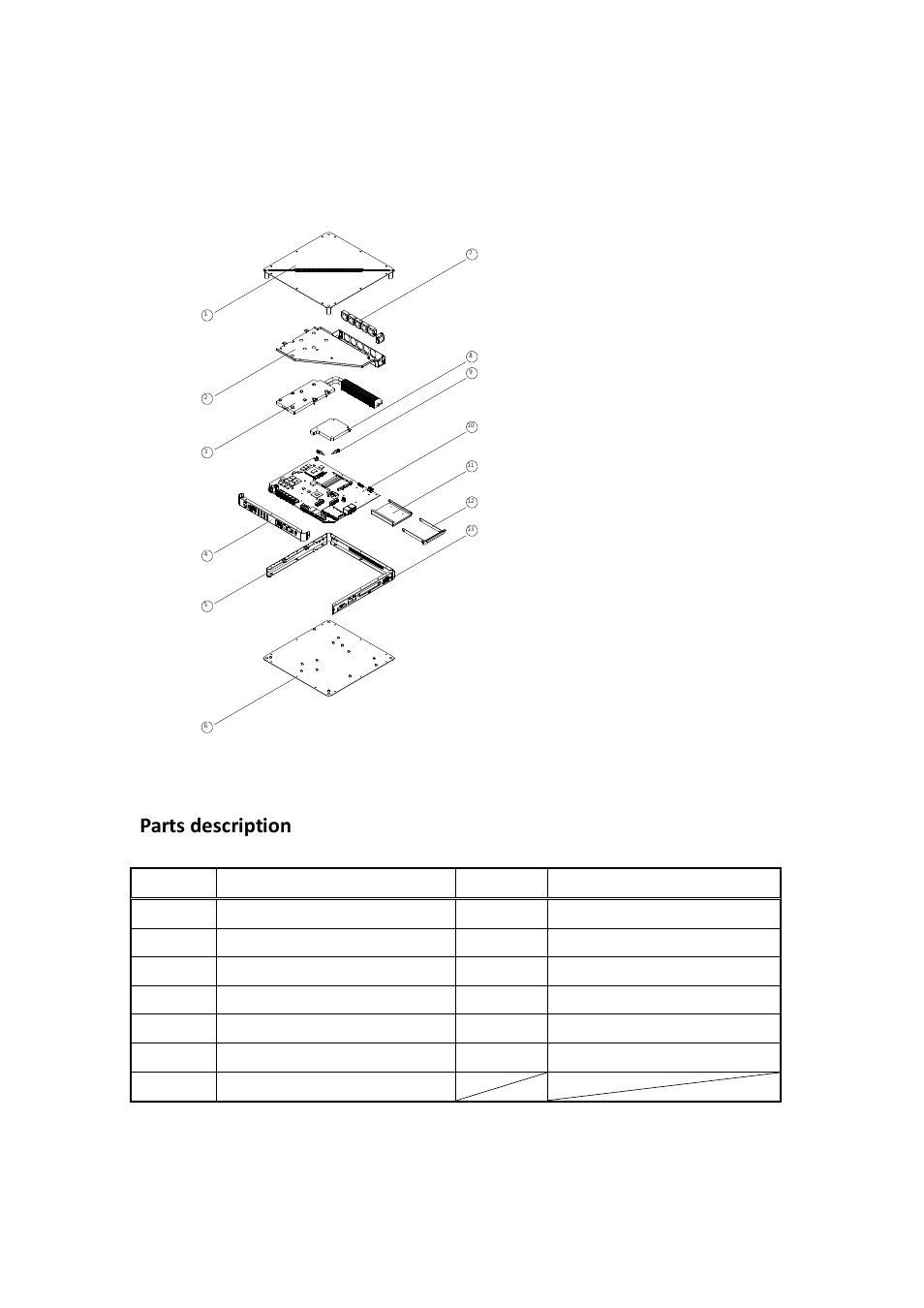 Exploded view of the si-58 assembly, Parts description | IBASE SI-58 User Manual | Page 17 / 73