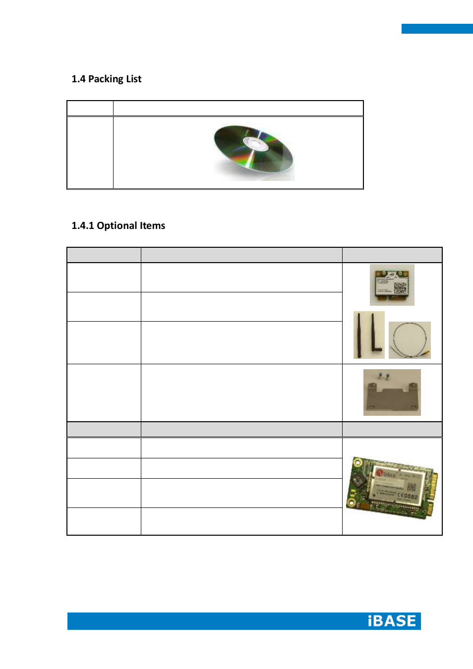 4 packing list, 1 optional items | IBASE IOPS-18 User Manual | Page 12 / 46