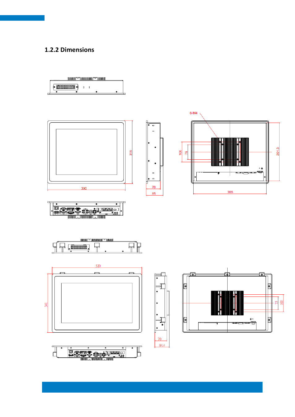 2 dimensions | IBASE ASTUT-XX1-PC1S User Manual | Page 11 / 74