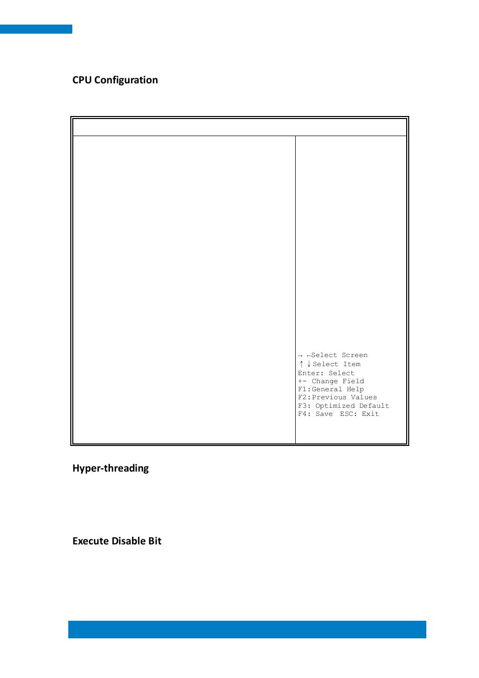 Cpu configuration, Hyper-threading, Execute disable bit | IBASE ASTUT-XX1-PC1S User Manual | Page 49 / 74
