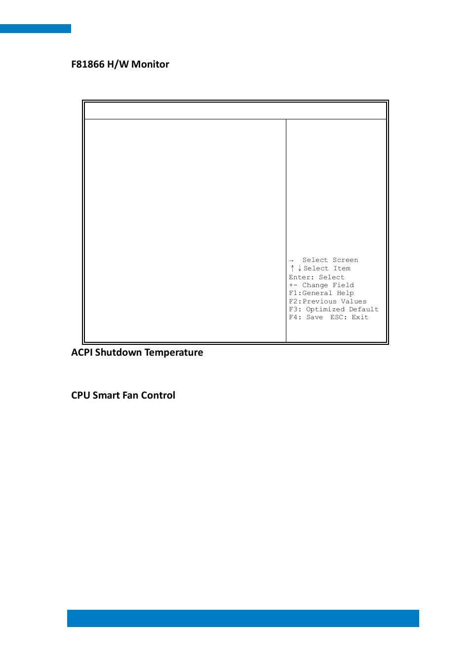 Acpi shutdown temperature, Cpu smart fan control | IBASE ASTUT-XX1-PC1S User Manual | Page 53 / 74
