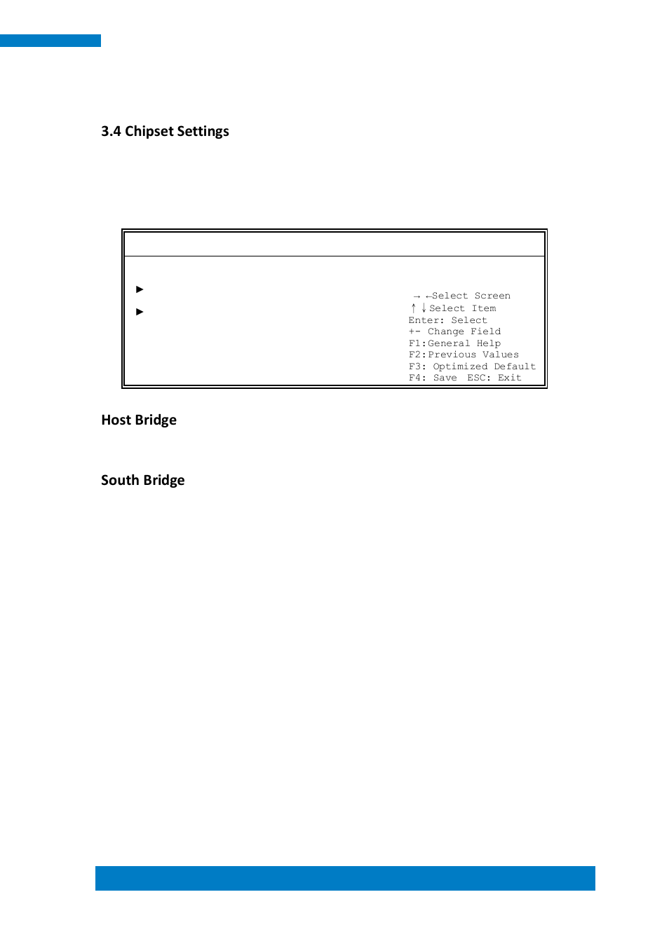 4 chipset settings, Host bridge, South bridge | IBASE ASTUT-XX1-PC1S User Manual | Page 55 / 74