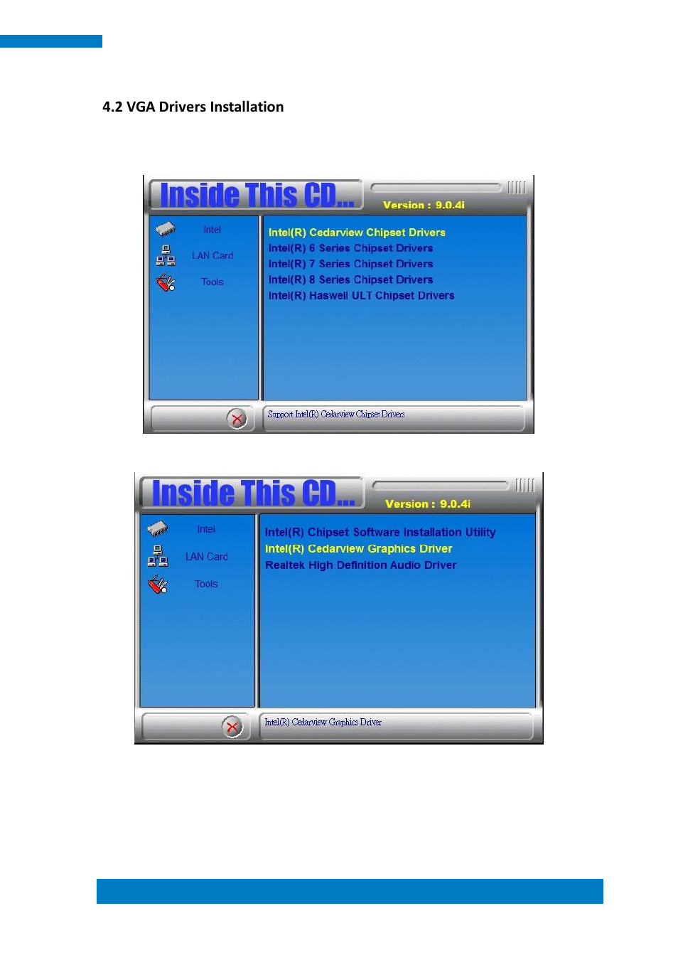 2 vga drivers installation | IBASE ASTUT-XX1-PC1S User Manual | Page 69 / 74