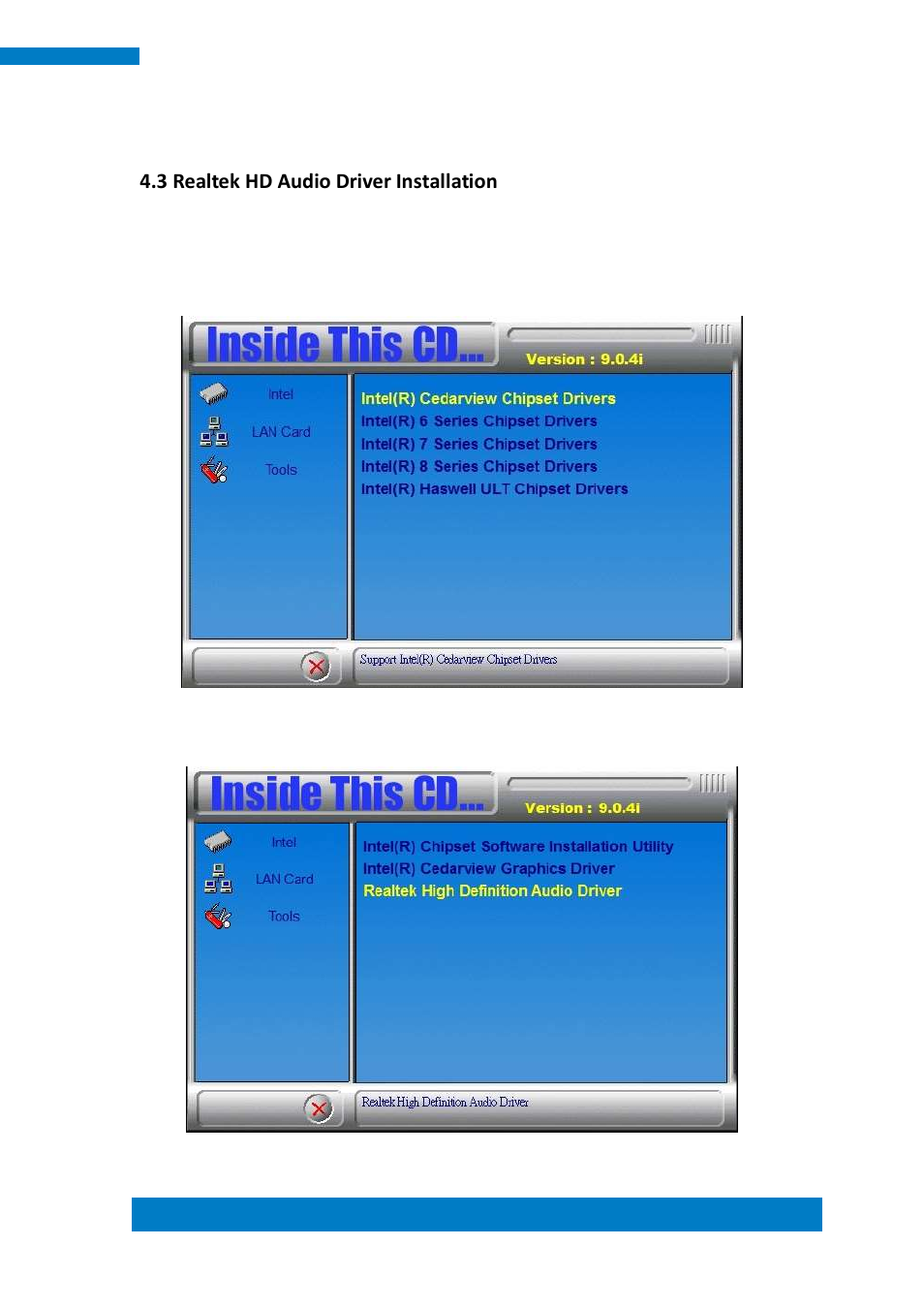 3 realtek hd audio driver installation | IBASE ASTUT-XX1-PC1S User Manual | Page 71 / 74