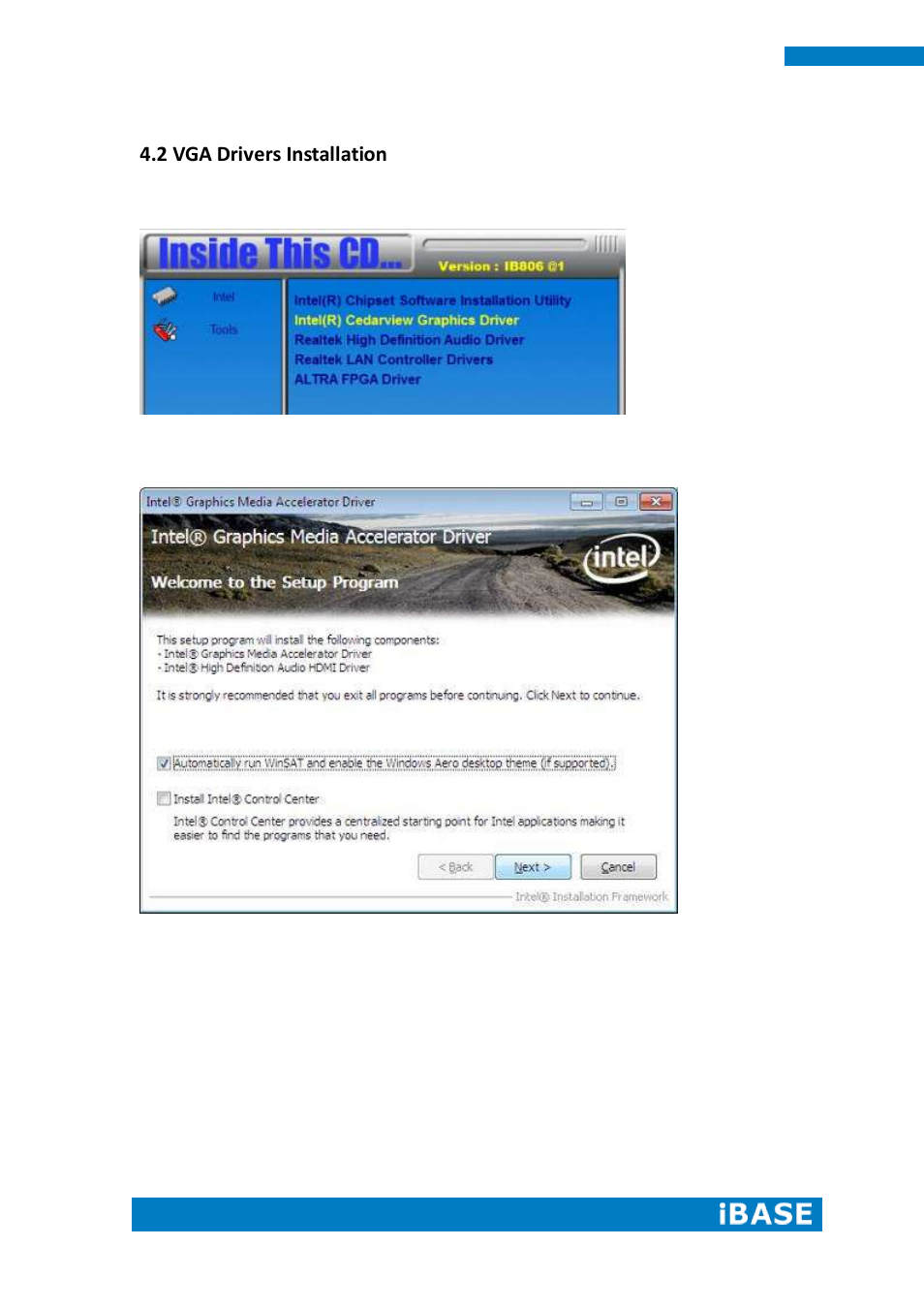 2 vga drivers installation | IBASE IPPC15B7-RE User Manual | Page 52 / 55