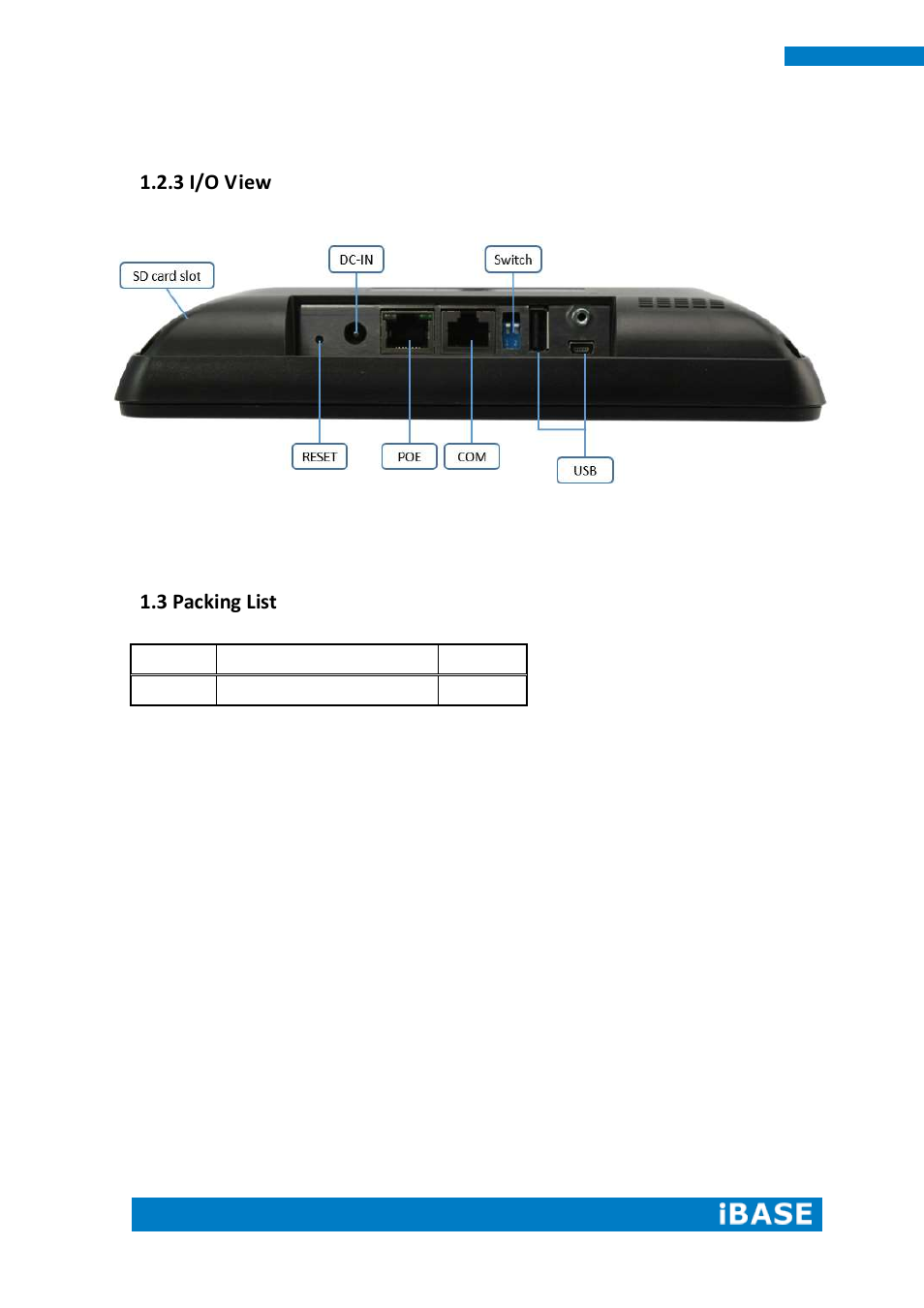 3 i/o view, 3 packing list | IBASE MRS-801-RE User Manual | Page 12 / 94
