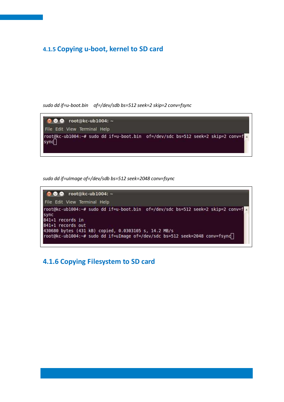 Copying u-boot, kernel to sd card, 6 copying filesystem to sd card | IBASE MRS-801-RE User Manual | Page 49 / 94