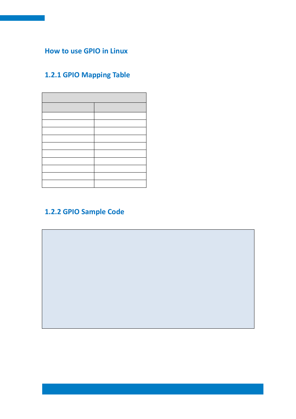 How to use gpio in linux 1.2.1 gpio mapping table, 2 gpio sample code | IBASE MRS-801-RE User Manual | Page 89 / 94