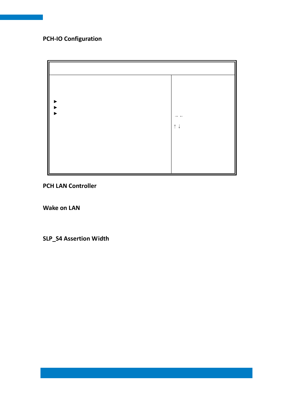 Pch-io configuration, Pch lan controller, Wake on lan | Slp_s4 assertion width | IBASE IPPCXXA9-RE User Manual | Page 47 / 76