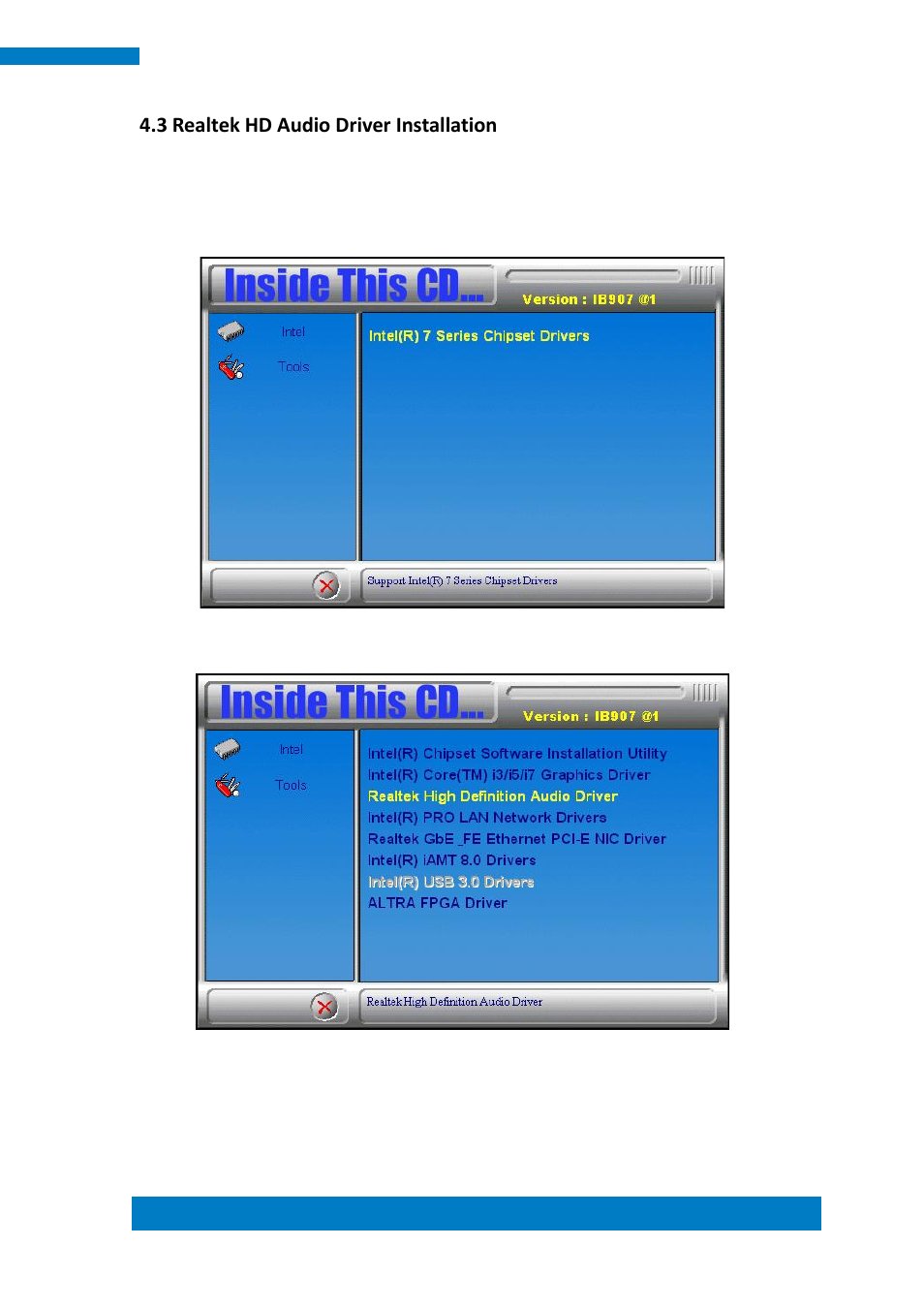 3 realtek hd audio driver installation | IBASE IPPCXXA9-RE User Manual | Page 63 / 76