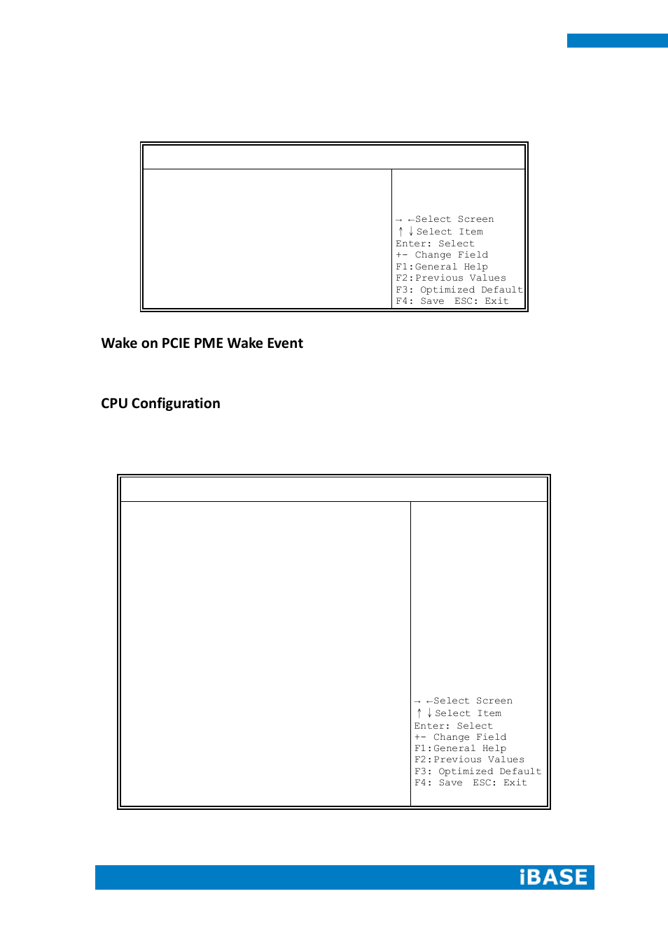 Wake on pcie pme wake event, Cpu configuration | IBASE IPPCXXB9-RE User Manual | Page 40 / 77