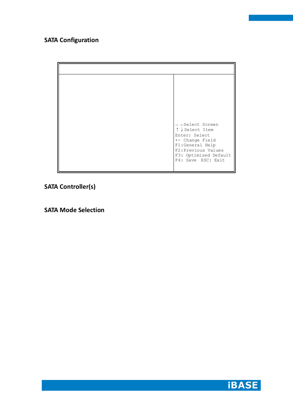 Sata configuration, Sata controller(s), Sata mode selection | IBASE IPPCXXB9-RE User Manual | Page 42 / 77
