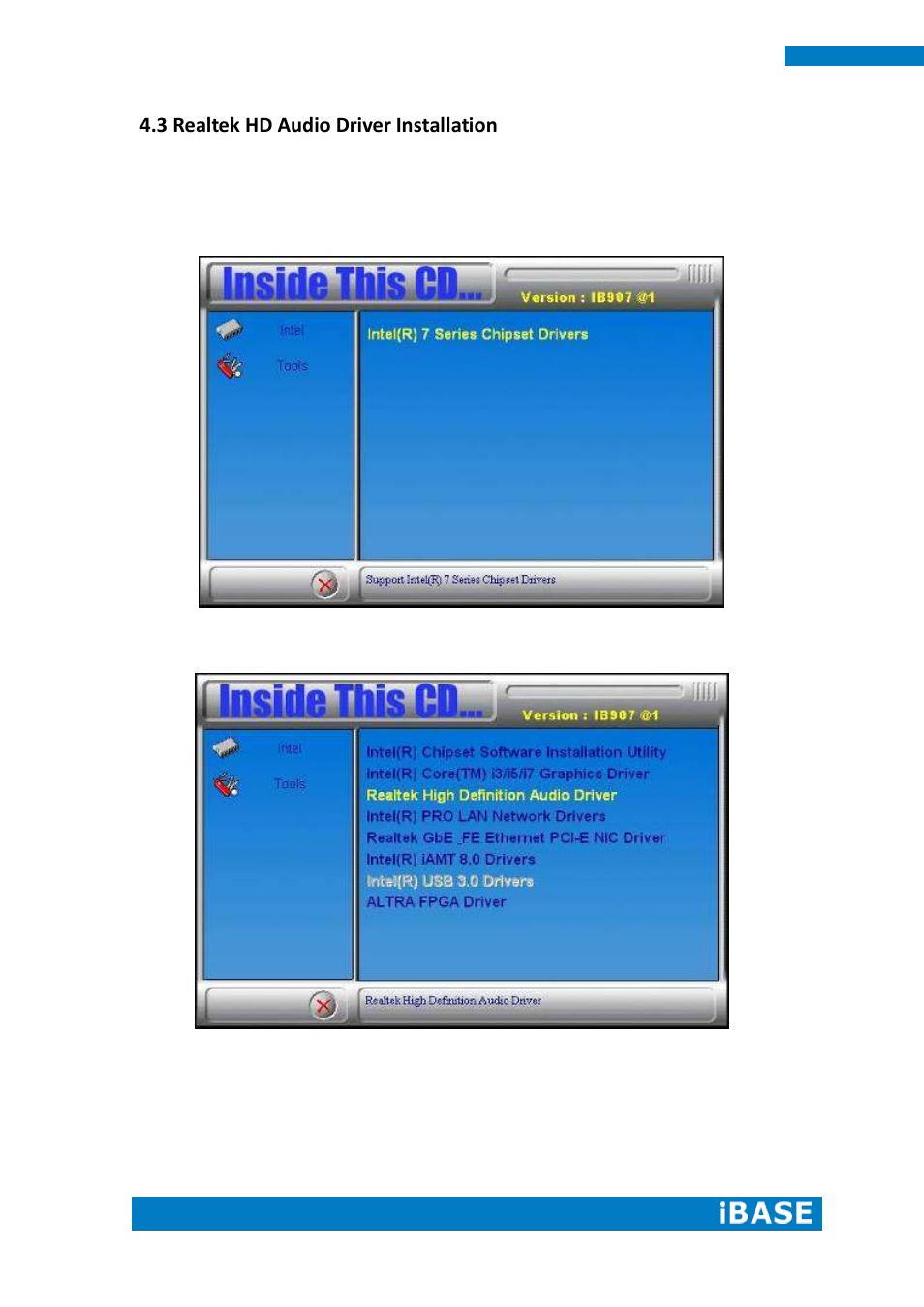 3 realtek hd audio driver installation | IBASE IPPCXXB9-RE User Manual | Page 64 / 77