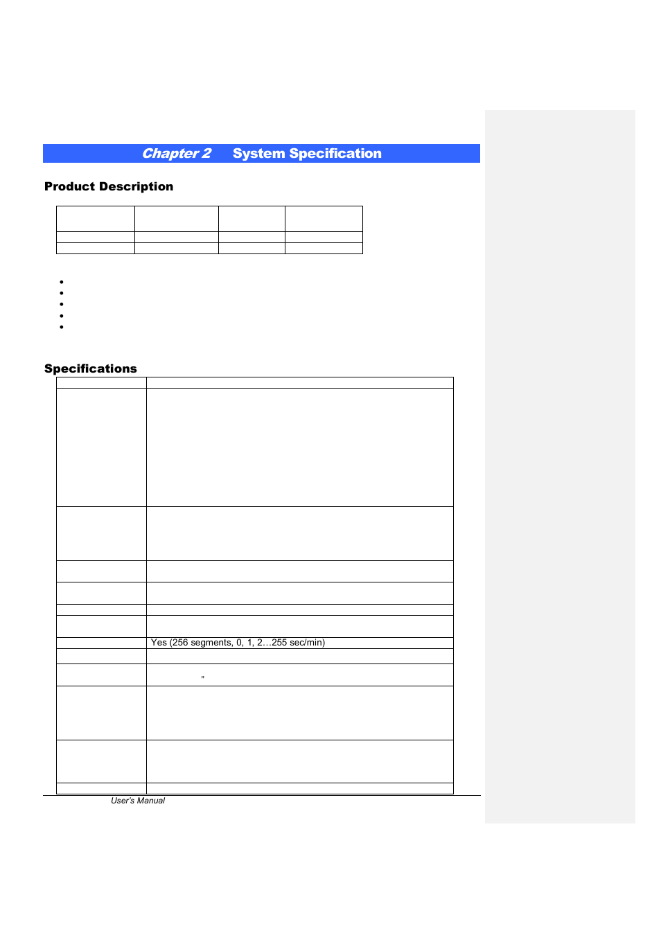 Chapter 2, System specification, Product description | Specifications | IBASE FWA7404 User Manual | Page 5 / 14