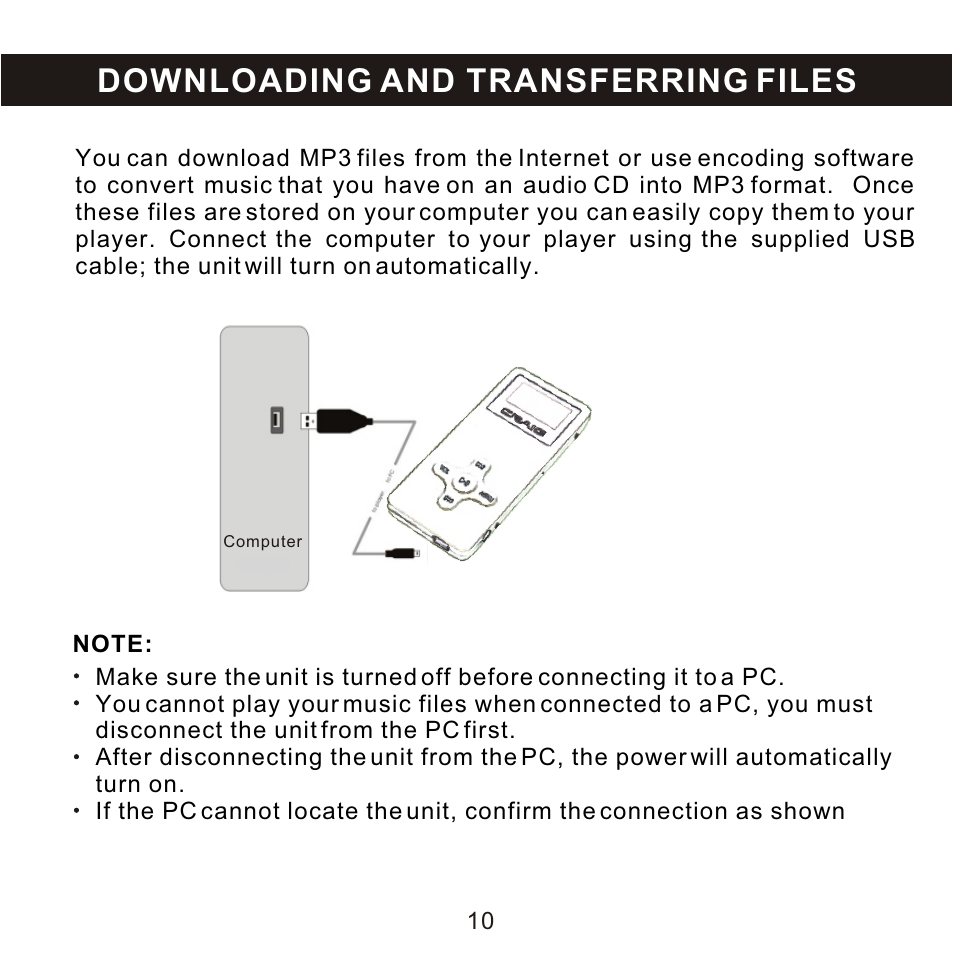 Downloading and transferring files | Craig CMP168C User Manual | Page 11 / 27