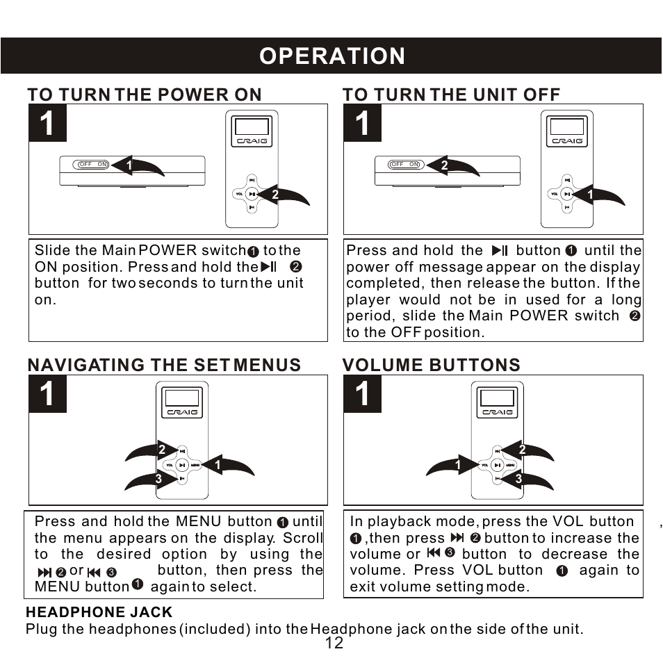 Operation | Craig CMP168C User Manual | Page 13 / 27