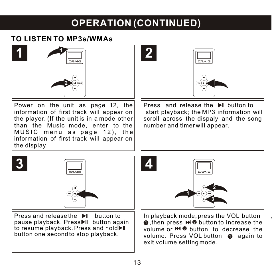 Operation (continued) | Craig CMP168C User Manual | Page 14 / 27