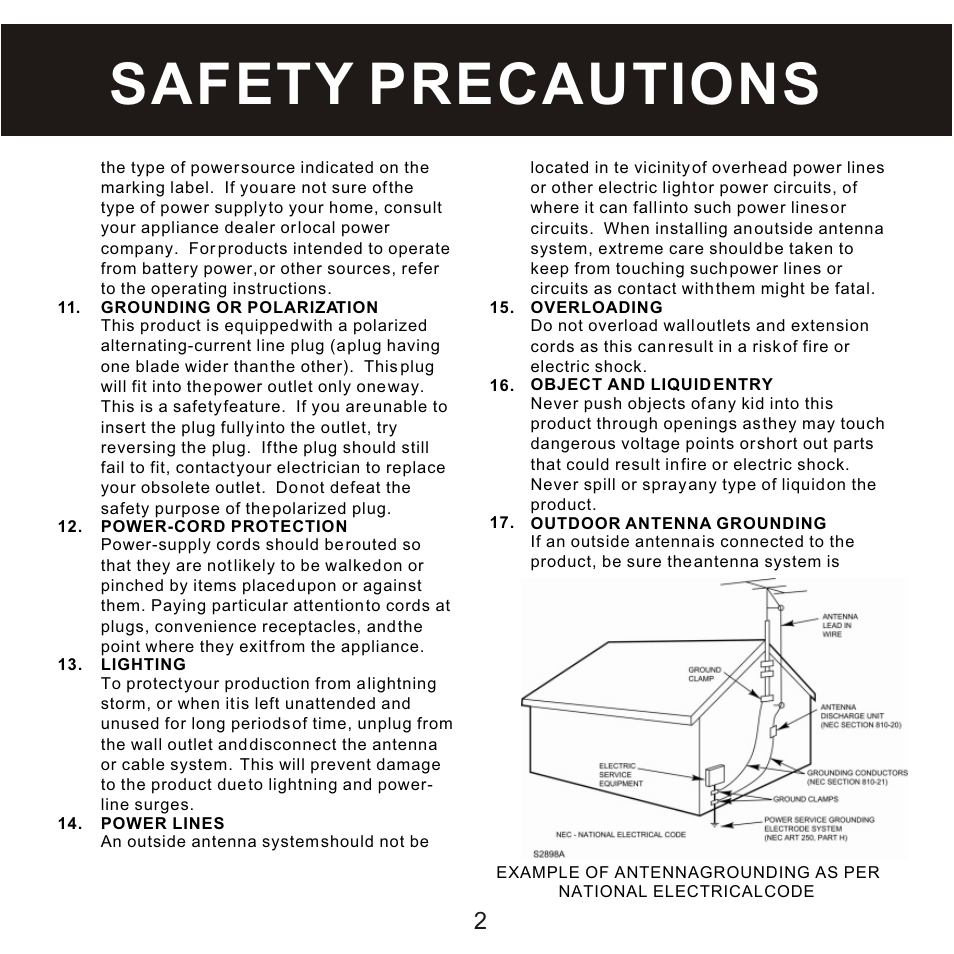 Safety precautions | Craig CMP168C User Manual | Page 3 / 27
