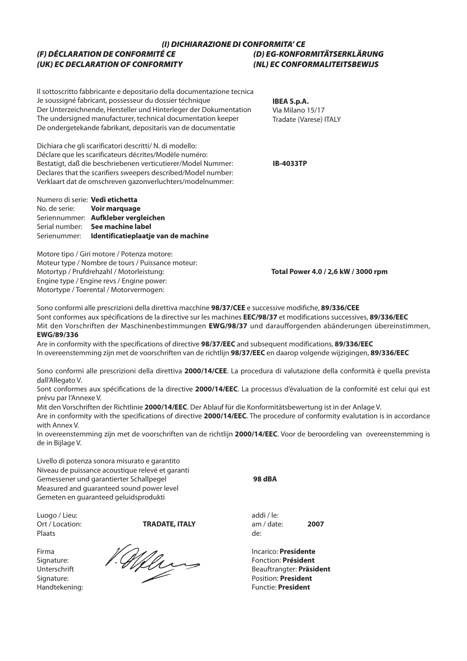 IBEA IB-4033TP User Manual | Page 23 / 24