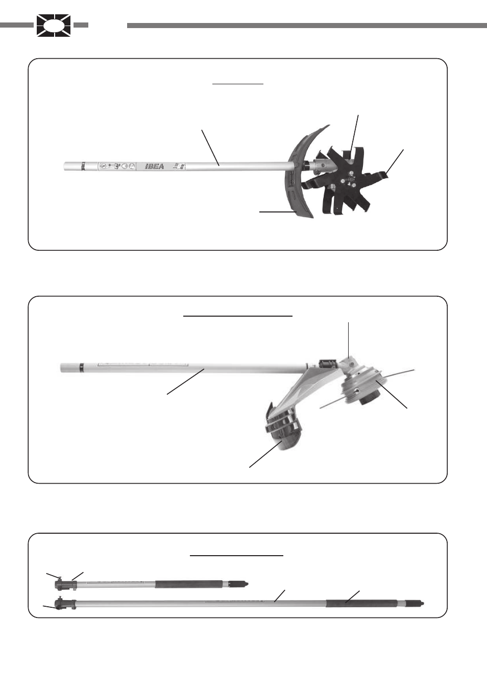 Brushcutter, Extensions tiller | IBEA Attrezzi User Manual | Page 32 / 92