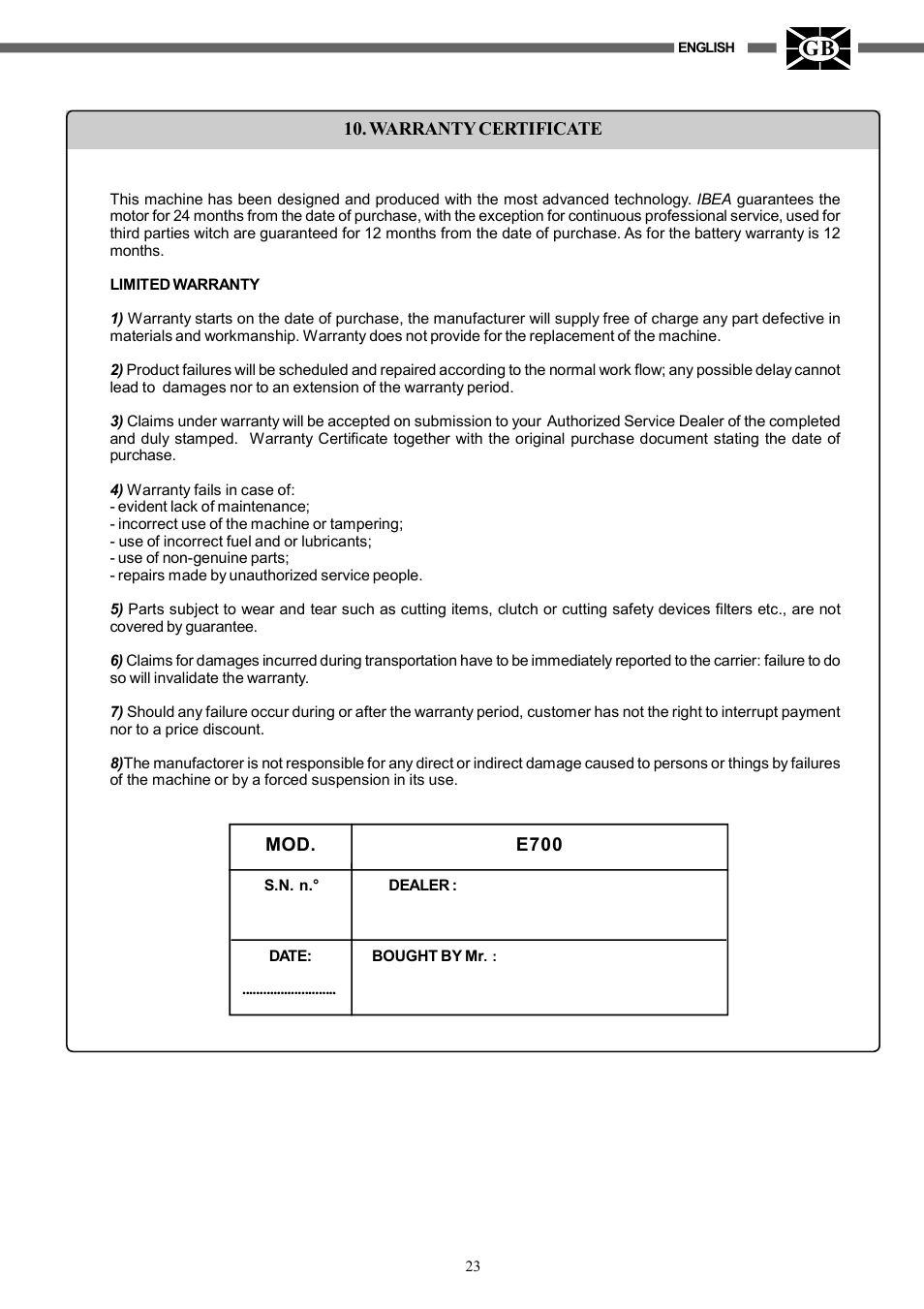 IBEA HY-704 User Manual | Page 23 / 76