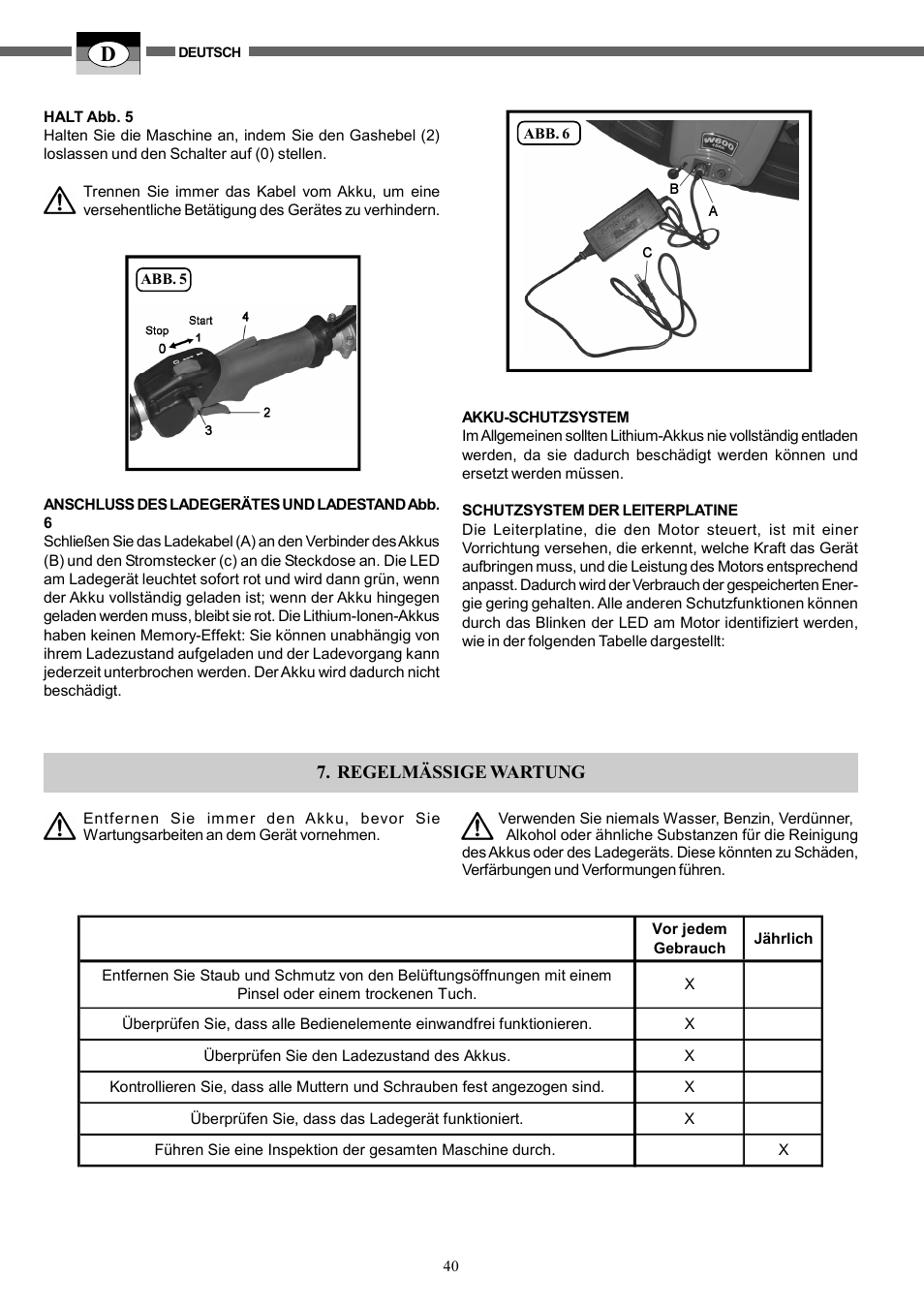 Regelmässige wartung | IBEA HY-704 User Manual | Page 40 / 76