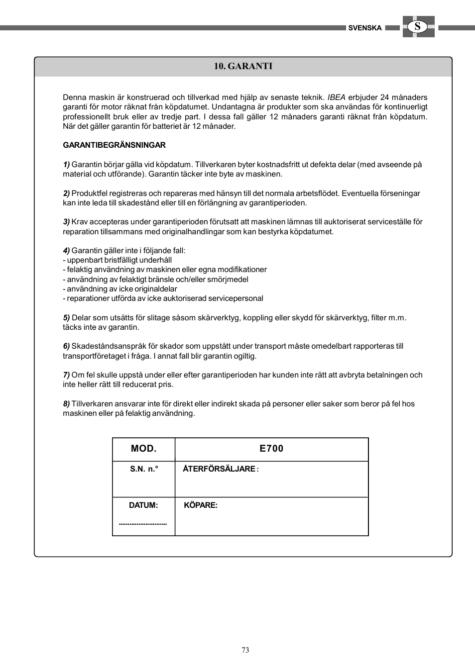 IBEA HY-704 User Manual | Page 73 / 76