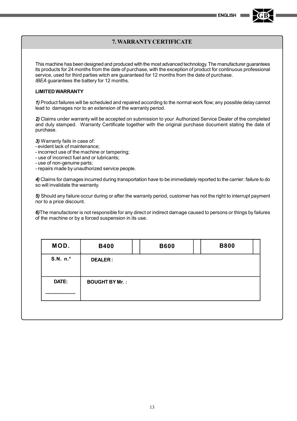 IBEA B4-10Ah User Manual | Page 13 / 40