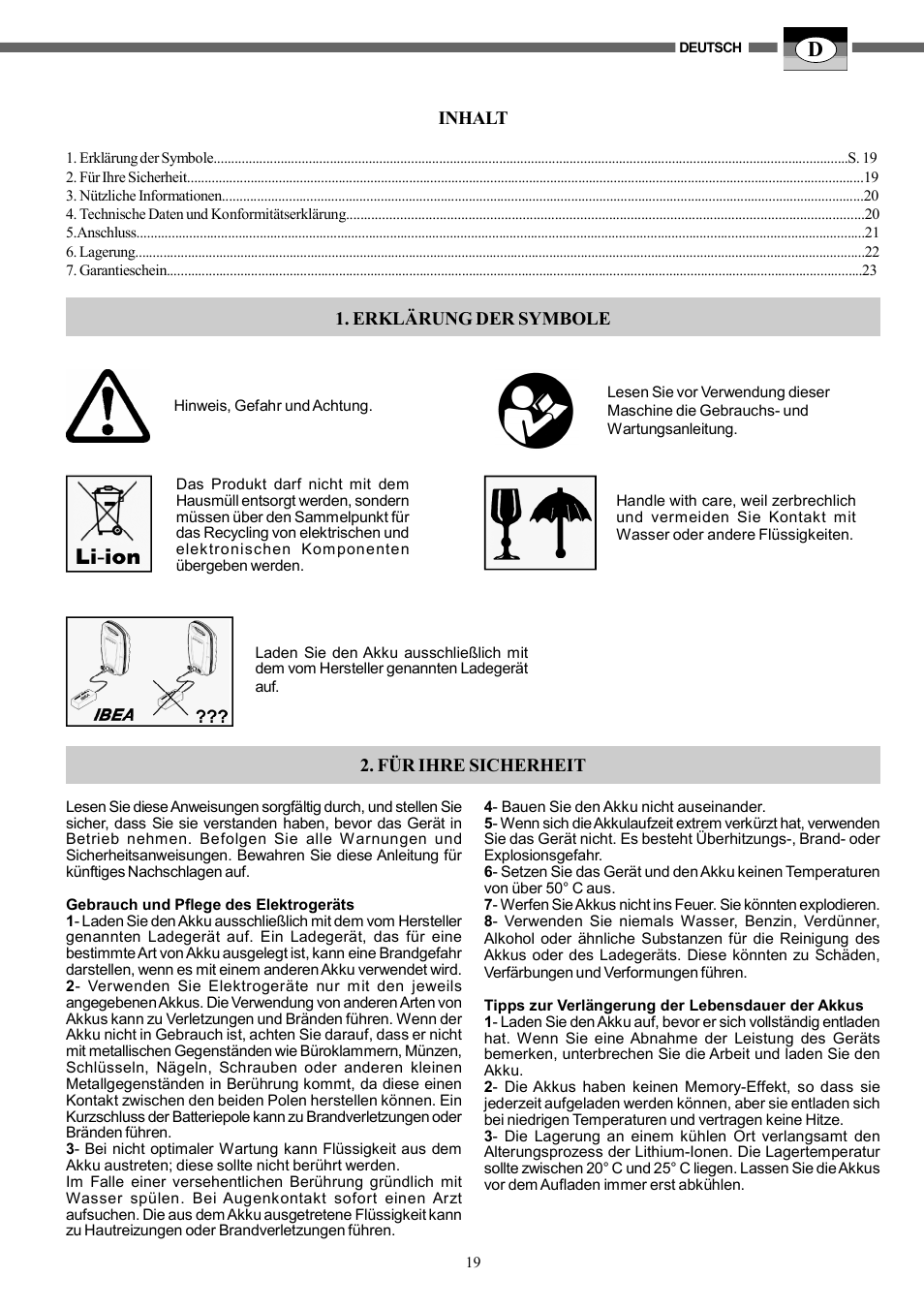 IBEA B4-10Ah User Manual | Page 19 / 40