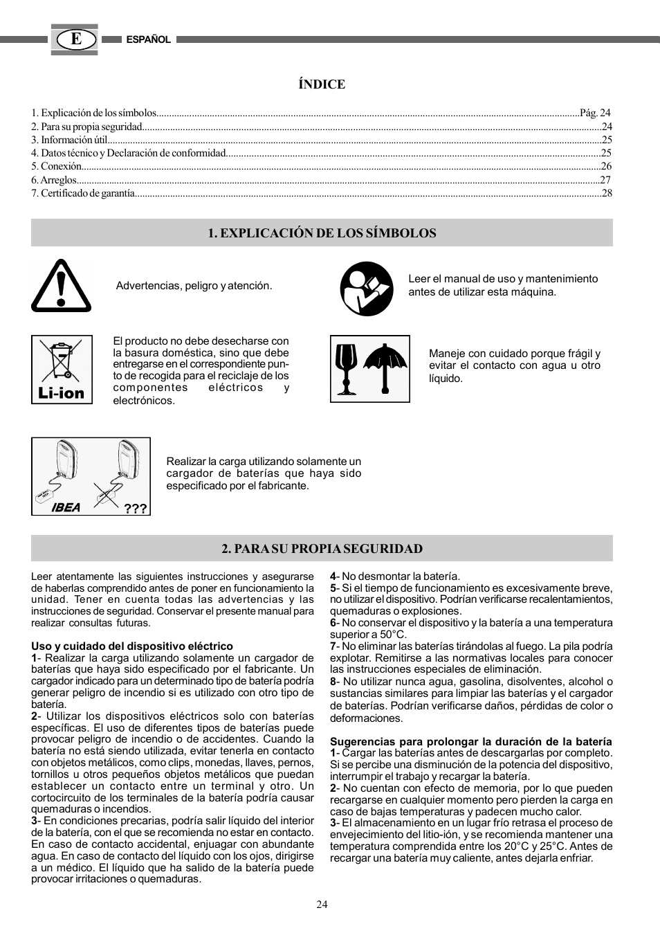 IBEA B4-10Ah User Manual | Page 24 / 40