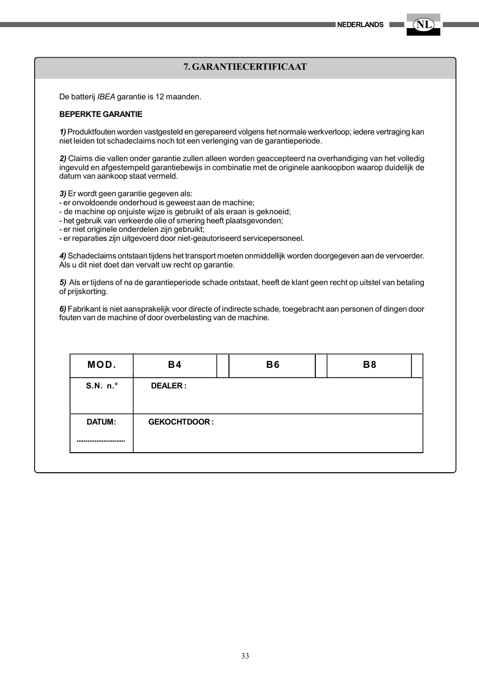 IBEA B4-10Ah User Manual | Page 33 / 40