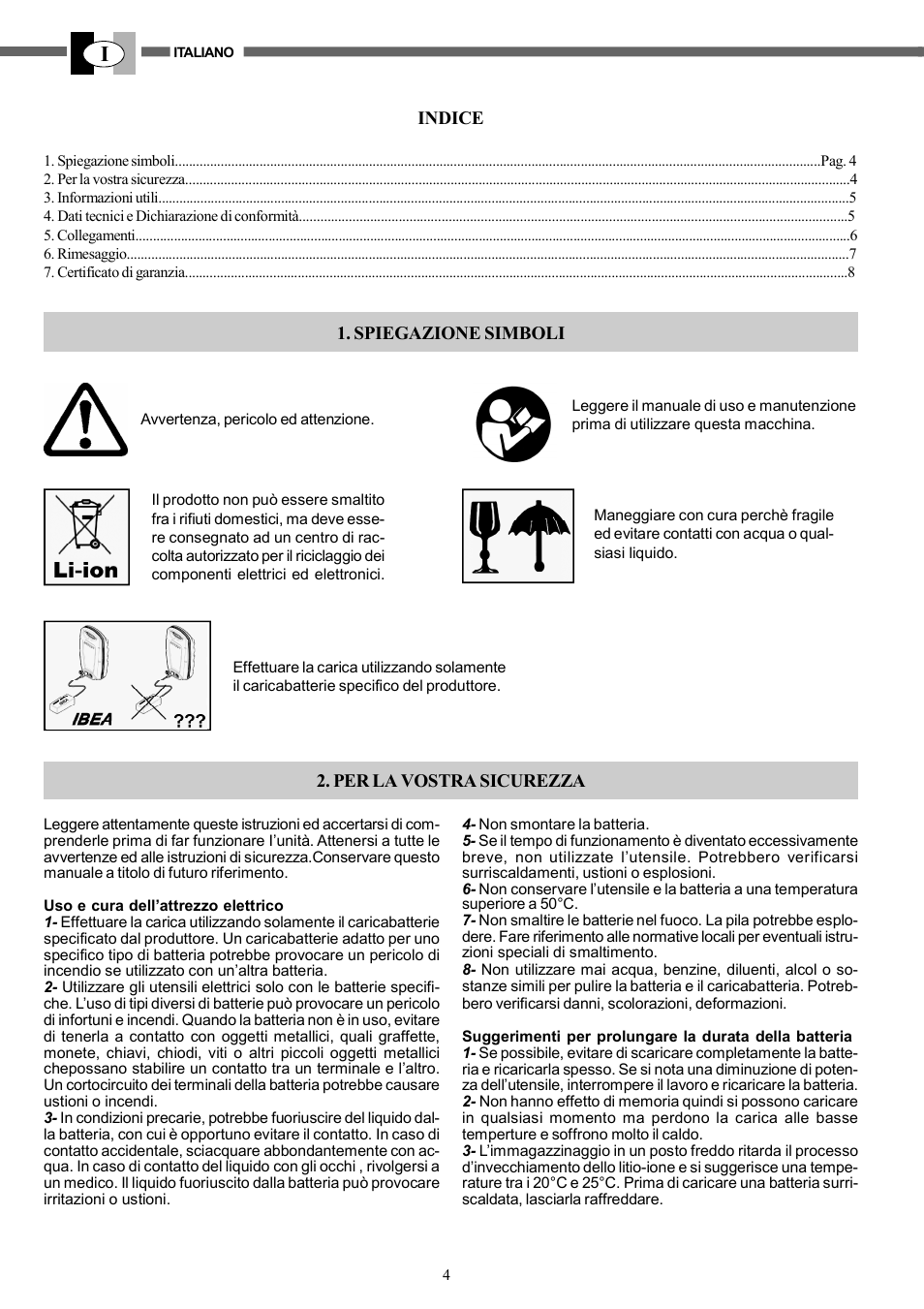 IBEA B4-10Ah User Manual | Page 4 / 40