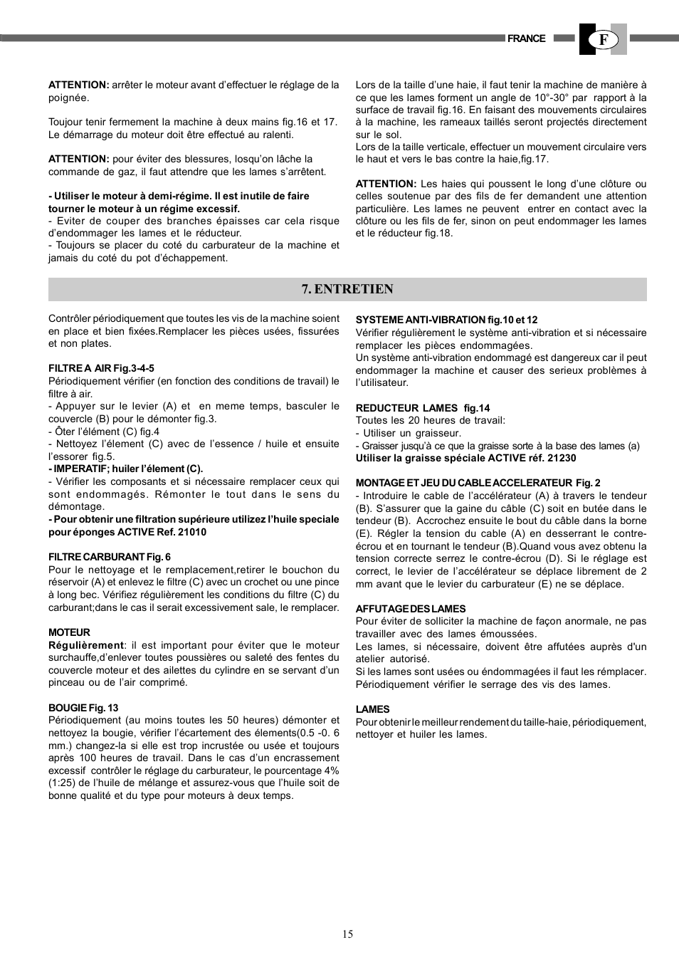 Entretien | IBEA TS2360 Series User Manual | Page 15 / 48